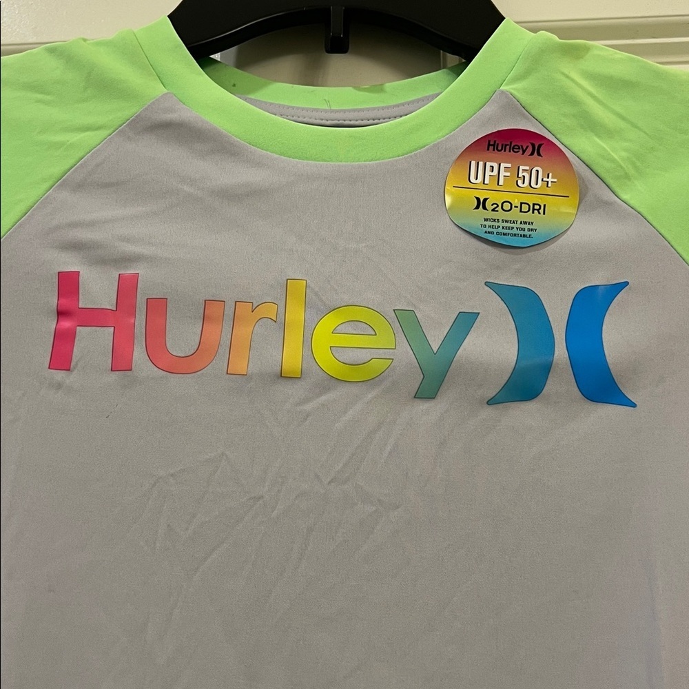 Hurley Kids Rashguard - Gray and Light Green - Picture 2 of 7